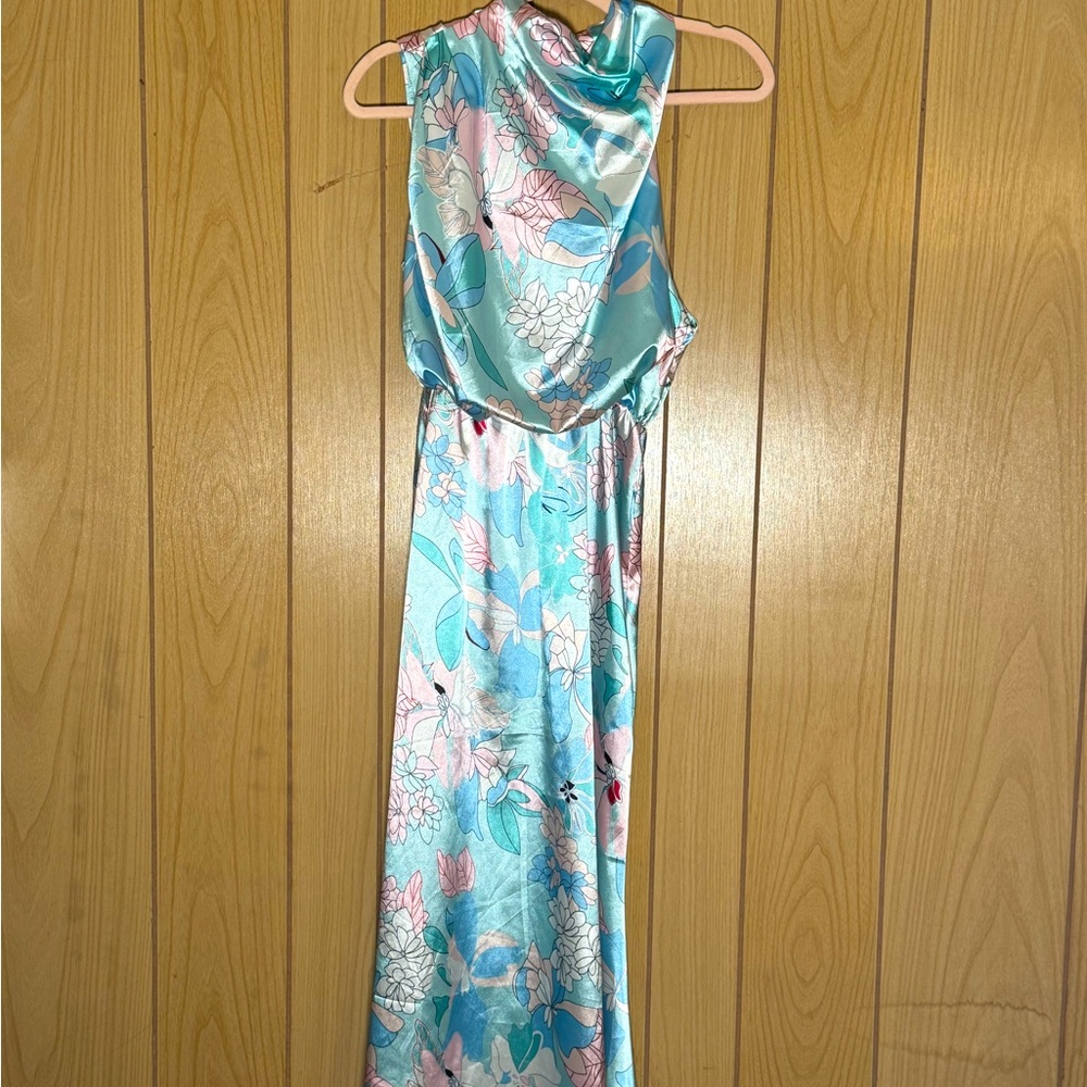 VINTAGE Y2K SILK HALTER DRESS